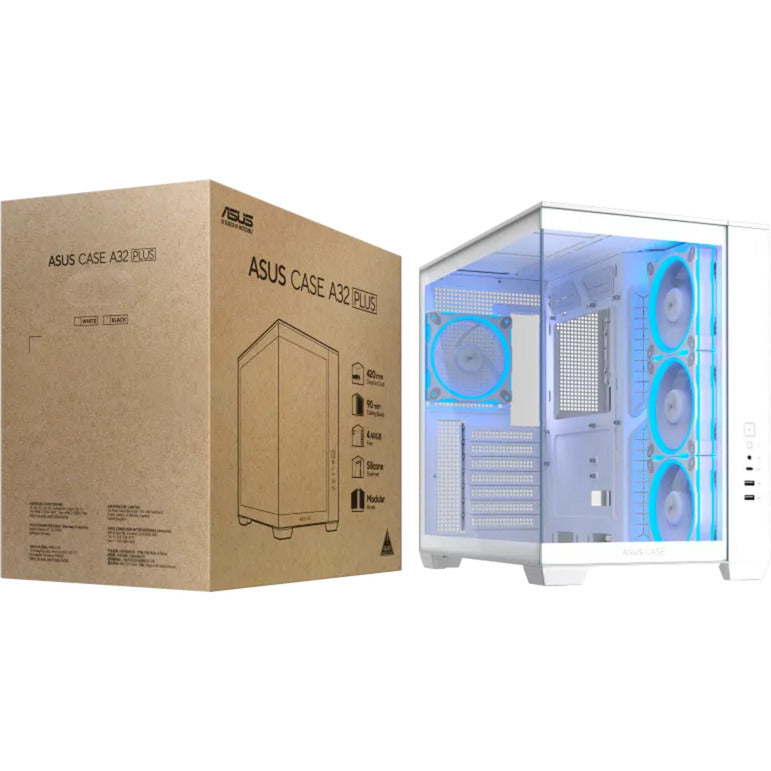 Afbeelding laden in galerijviewer, Asus a32 plus midi tower behuizing (wit | 2x usb-a | 1x usb-c | rgb | tempered glass)
