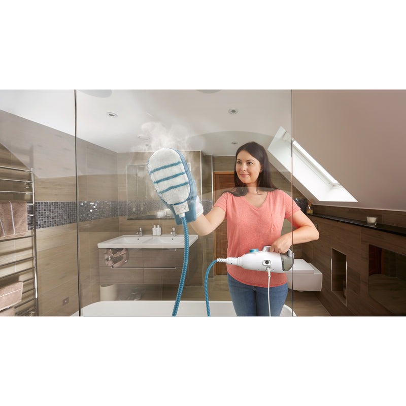 Afbeelding laden in galerijviewer, Black+decker 1600w steam-mop bhsm1615dam-qs stoomreiniger (wit blauw, incl. steamitt, deltavoet en 17 accessoires)
