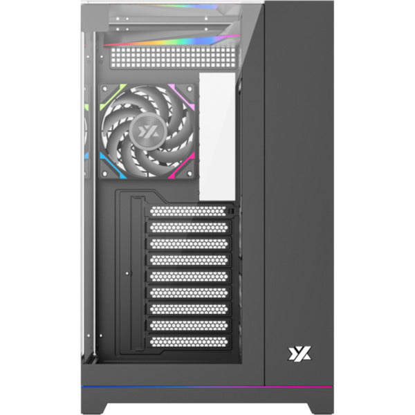Afbeelding laden in galerijviewer, Xyz pc gear tesseract a-rgb midi tower behuizing (zwart | 2x usb-a | 1x usb-c | rgb | tempered glass)
