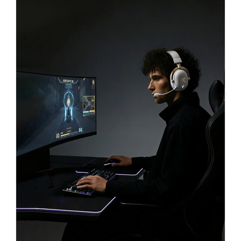 Afbeelding laden in galerijviewer, Mchose v9 turbo+ magnetic wireless over-ear gaming headset (wit zilver, nintendo switch, playstation 4, playstation 5, mobiel, pc, 2.4g bluetooth usb)
