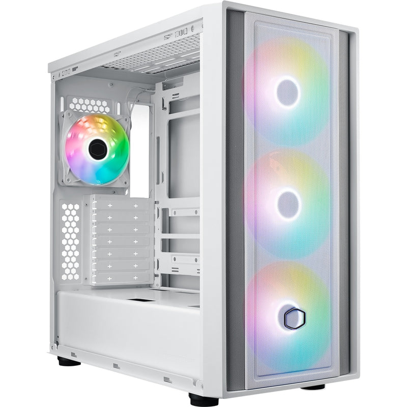 Afbeelding laden in galerijviewer, Cooler master masterbox 600 midi tower behuizing (wit | 2x usb-a | 1x usb-c | rgb | tempered glass)
