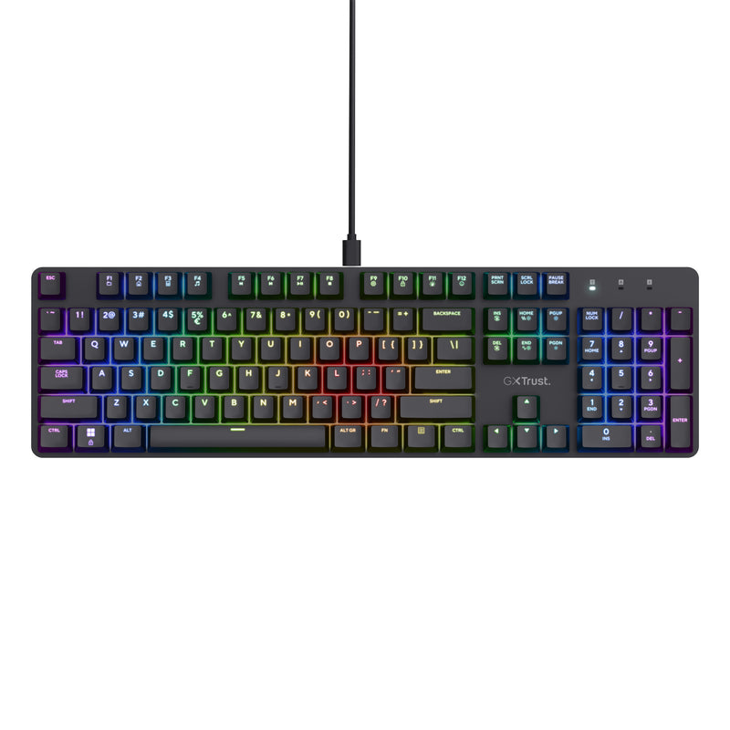 Afbeelding laden in galerijviewer, Trust gxt 871 zora mechanisch gaming toetsenbord (zwart, us lay-out (qwerty), huano red, 100%, rgb)
