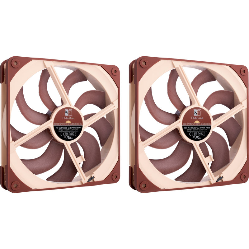 Afbeelding laden in galerijviewer, Noctua nf-a14x25 g2 pwm sx2-pp case fans (bruin, 2 stuks, 140 x 140 x 25 mm)
