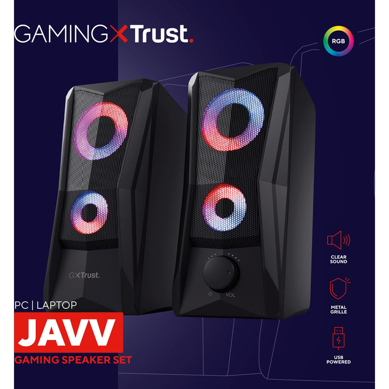 Afbeelding laden in galerijviewer, Trust gxt 606 javv rgb verlichte 2.0 speakerset pc-luidspreker (zwart)
