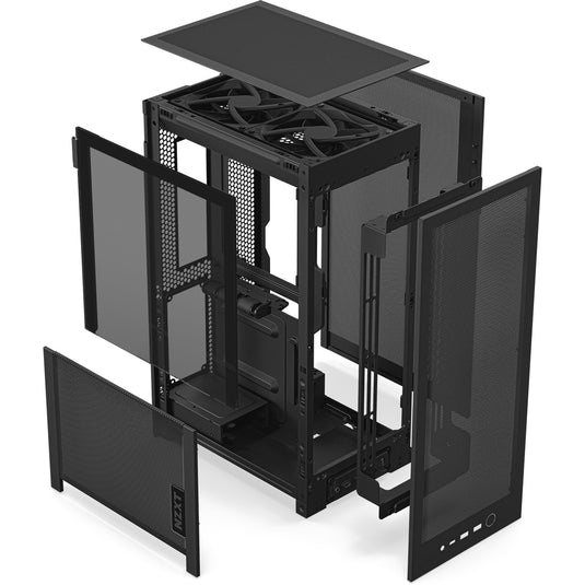 Nzxt h2 flow mini tower behuizing (zwart | 2x usb-a | 1x usb-c | tempered glass)