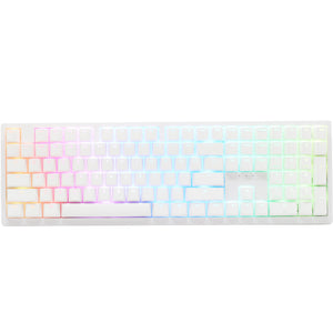 Ducky zero 6108 pure white rgb mechanisch gaming toetsenbord (wit, us lay-out (qwerty), cherry mx2a red, 100%, rgb leds, double-shot pbt, hot swap, 2.4ghz | bluetooth | usb-c)