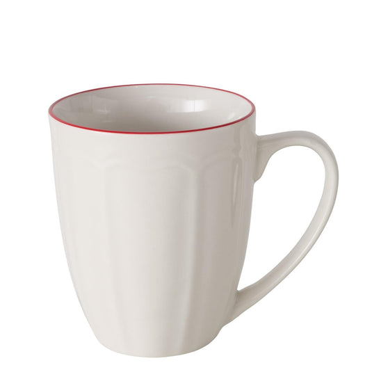 Boltze home mok hedda 330ml ø9xh10,5cm wit met rode rand