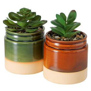Boltze home kunstplant succulent in keramieken pot ø9,5xh14cm