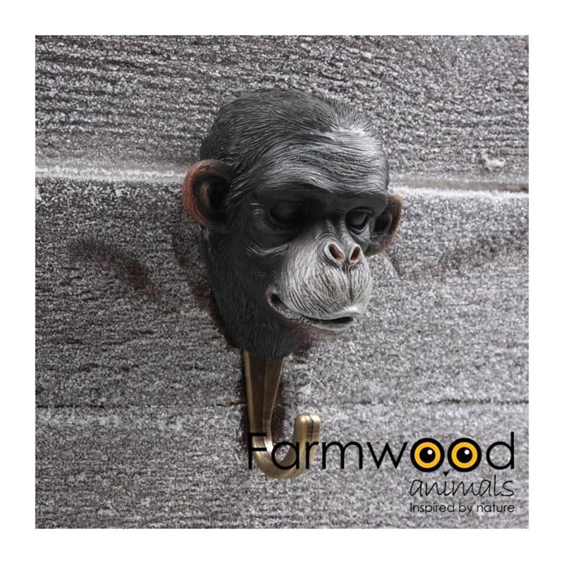 Afbeelding laden in galerijviewer, Farmwood animals kapstok haak hook'd! aap 4,5x8x12,5cm
