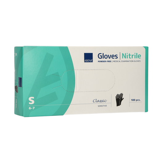 Abena poedervrije nitrile handschoenen maat small 100 stuks zwart