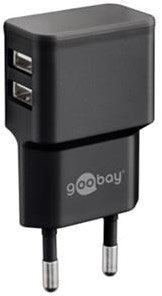 Afbeelding laden in galerijviewer, Enzo goobay usb lader haaks dubbel 2,4a zwart - 9550140
