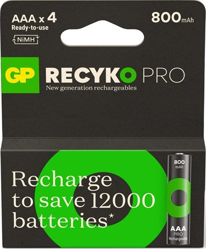 Afbeelding laden in galerijviewer, Gp nimh oplaadbare batterij aaa 800ma blister(4) - 3311490
