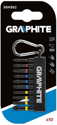 Afbeelding laden in galerijviewer, Graphite bitset 10-delig lang in houder met haak - 6480220
