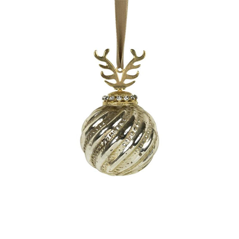 Afbeelding laden in galerijviewer, Kerstbal gewei glas goud ø10cm
