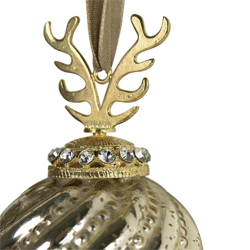 Afbeelding laden in galerijviewer, Kerstbal gewei glas goud ø10cm
