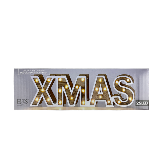 H s letters hout led xmas 25led 38cm