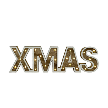 H s letters hout led xmas 25led 38cm
