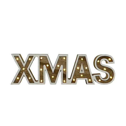 H s letters hout led xmas 25led 38cm