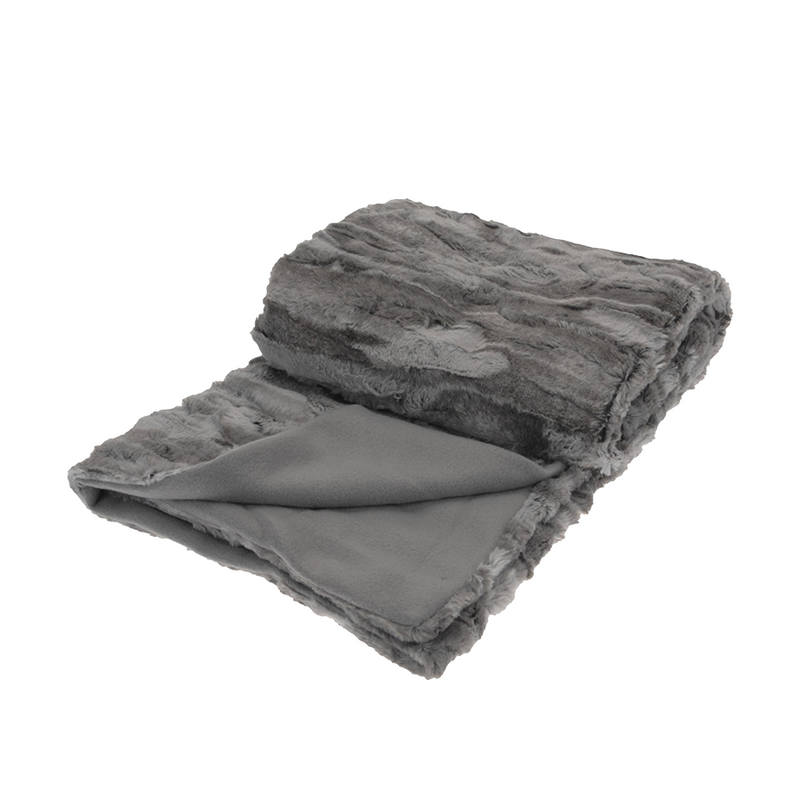 Afbeelding laden in galerijviewer, H s plaid fleece vacht grijs 130x150cm
