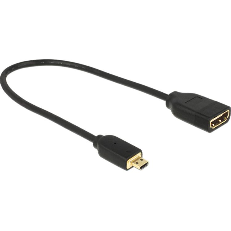 Afbeelding laden in galerijviewer, Delock micro hdmi > hdmi a adapter (zwart, 0,2 meter, 4k)
