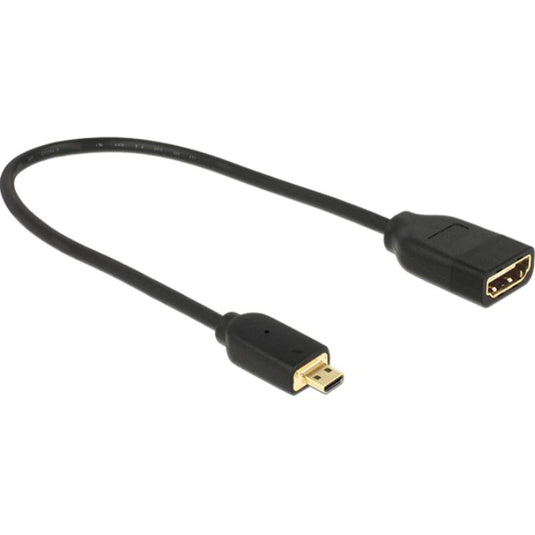 Delock micro hdmi > hdmi a adapter (zwart, 0,2 meter, 4k)