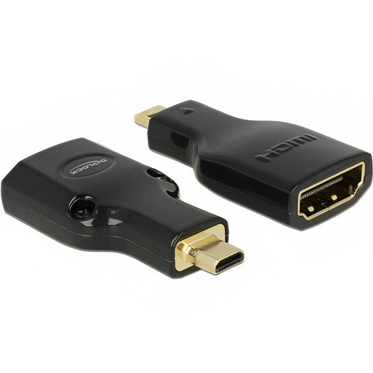 Delock micro-hdmi-d male naar hdmi-a female adapter (zwart)