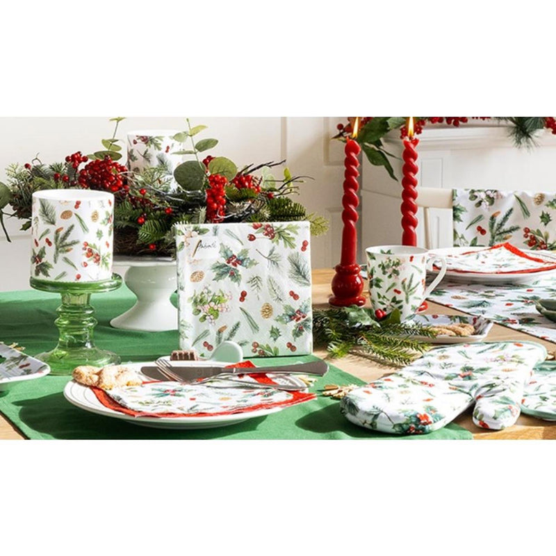 Afbeelding laden in galerijviewer, Ambiente dubbelwandig glas 200ml winter greenery wit dia10x9,5cm
