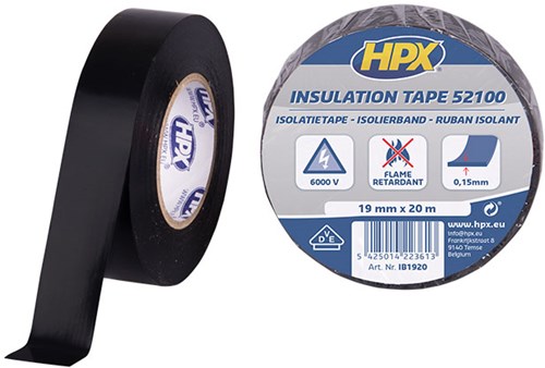 Hpx producten isolatietape 52100 vde 19mm 20mtr zwart