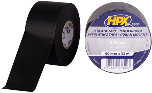 Hpx pvc isolatietape | zwart | 50mm x 33m - ib5033 | 24 stuks ib5033