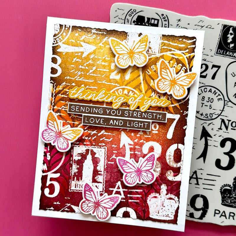 Afbeelding laden in galerijviewer, Ranger ink ranger • simon hurley create. background stamp postal collage
