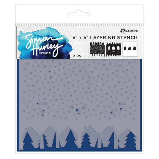Ranger ink ranger • simon hurley create, winter scene maker stencil set 3 pieces