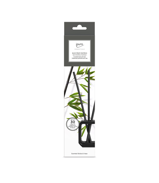 Afbeelding laden in galerijviewer, Ipuro scented sticks vase set black bamboo zwart
