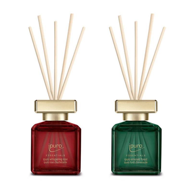 Afbeelding laden in galerijviewer, Ipuro geurdiffuserset whispering rose emerald forest 2x50ml
