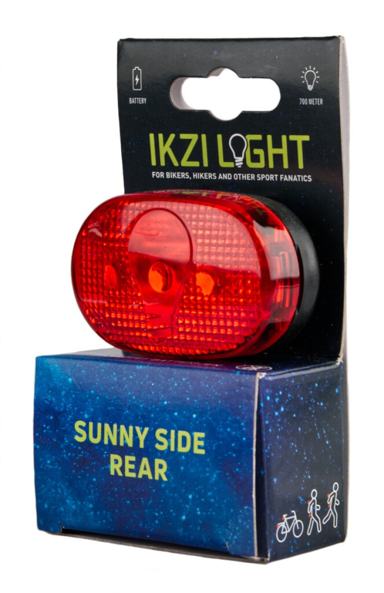 Afbeelding laden in galerijviewer, Ikzilight achterlicht 3-led rood inclusief batterijen op kaart
