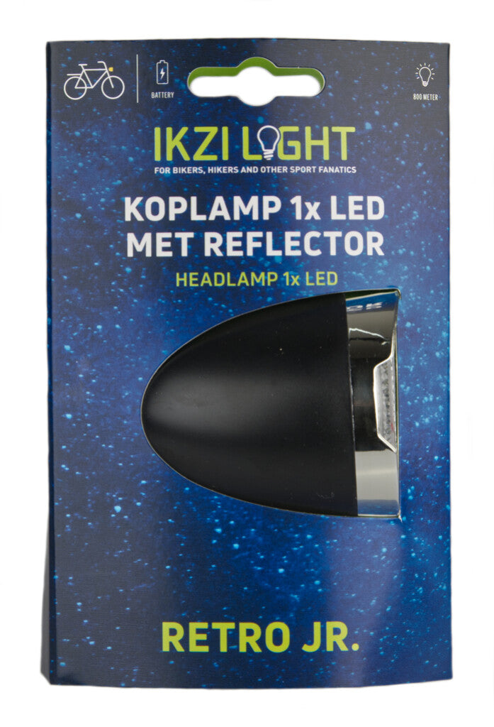 Afbeelding laden in galerijviewer, Ikzi koplamp retro jr 1x led - zwart
