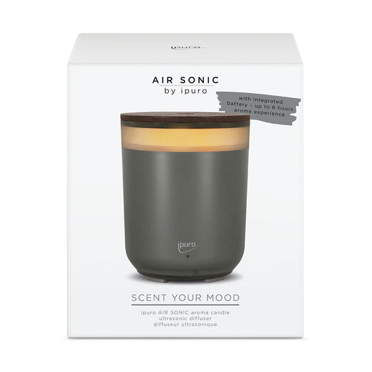 Ipuro air sonic aroma kaars grijs
