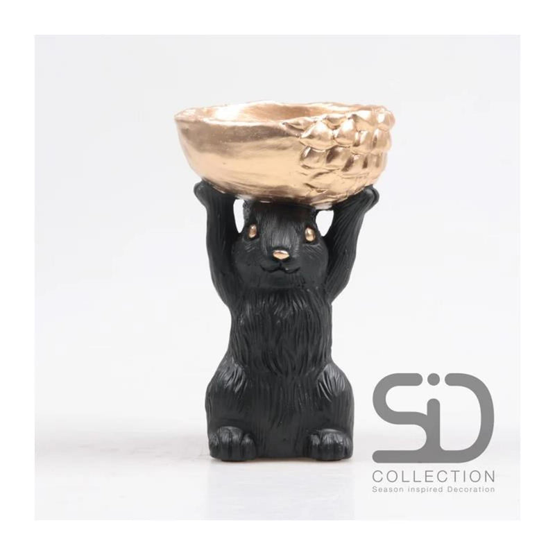 Afbeelding laden in galerijviewer, Season inspired decoration eekhoorn met bak 11x9,5x18cm zwart
