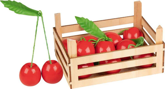 Goki speelgoedkeuken - fruitkistje met kersen - 14,1x10,1x7,3cm - 6 delen - hout