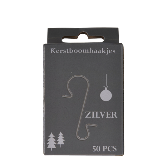 Kerstboomhaakjes zilver 50 stuks