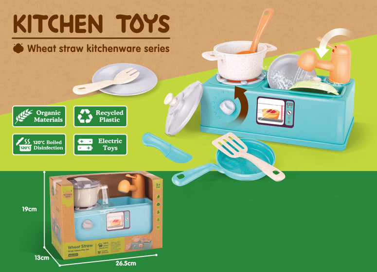 Afbeelding laden in galerijviewer, Kitchen toys Speelgoed Wastafel met Stromend Water 11-delig
