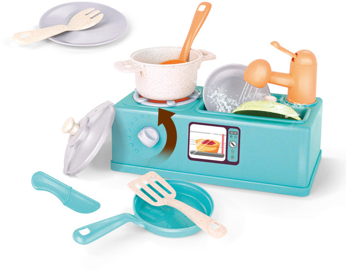 Afbeelding laden in galerijviewer, Kitchen toys Speelgoed Wastafel met Stromend Water 11-delig
