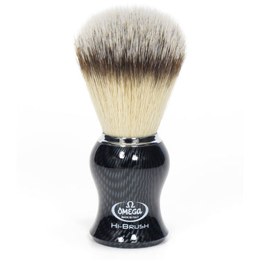 Omega scheerkwast hi-brush synthetisch haar met dassenhaareffect carbon fiber handvat 11cm