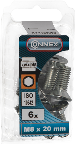 Afbeelding laden in galerijviewer, Connex binnenzeskantbout vk m8x20 6st vz - ky4120009
