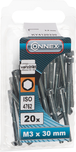 Afbeelding laden in galerijviewer, Connex binnenzeskantbout cy m3x30 20st vz - ky4120330
