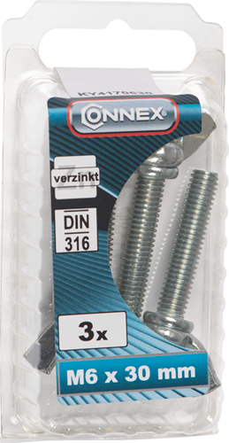 Afbeelding laden in galerijviewer, Connex vleugelbout m6x30 3st vz - ky4170630
