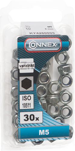Afbeelding laden in galerijviewer, Connex borgmoer met nylonring m5 30st vz - ky4260005
