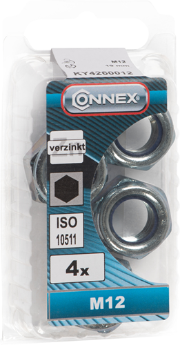 Afbeelding laden in galerijviewer, Connex borgmoer met nylonring m12 4st vz - ky4260012
