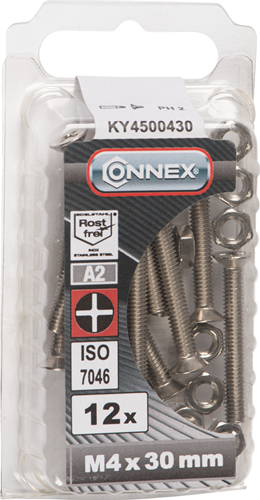 Afbeelding laden in galerijviewer, Connex metaalschroef vz-k m4x30 12st a2 - ky4500430
