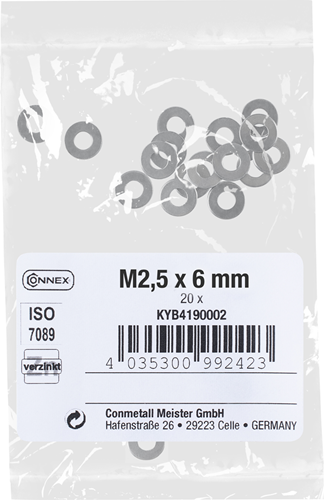 Afbeelding laden in galerijviewer, Connex sluitring vlak m2,5x6 vz 20st - kyb4190002
