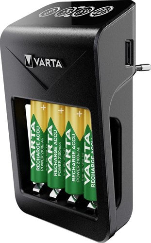 Afbeelding laden in galerijviewer, Varta lcd batterijlader lcd met 4x2100ma aa batterij - 3512391
